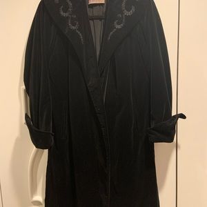 Vintage black velvet swing coat